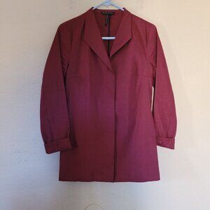 Sarah Pacini Womens Linen Blend Blazer Top Size 0 Red Oxblood Made in Italy Euc